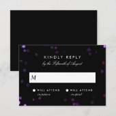 《写真》ぼけ味シンプルグラムブラック&ピンクウェディングRSVP 出欠カード (正面/裏面)