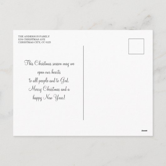 《写真》ぼけ味シンプル恵み宗教的クリスマス シーズンポストカード (裏面)