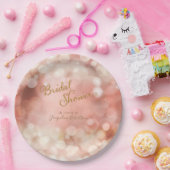 《写真》ぼけ味スパークルトゥインクルライツパステルピンクブライダル ペーパープレート (パーティー)