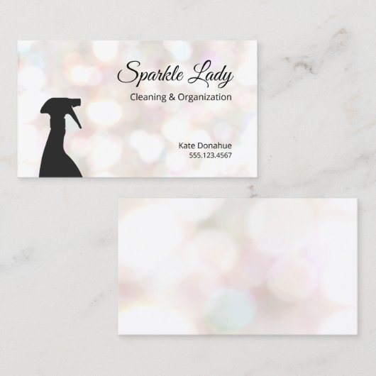 《写真》ぼけ味スプレーボトルハウスクリーニングロゴ事業 名刺 (正面/裏面)