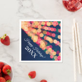 《写真》ぼけ味ツリーのライト、クリスマス スタンダードカクテルナプキン (インサイチュ)