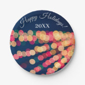 《写真》ぼけ味ツリーのライト、クリスマス ペーパープレート (正面)