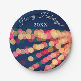 《写真》ぼけ味ツリーのライト、クリスマス ペーパープレート