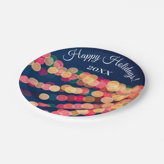 《写真》ぼけ味ツリーのライト、クリスマス ペーパープレート (アングル)