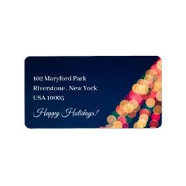 《写真》ぼけ味ツリーのライト、クリスマス ラベル