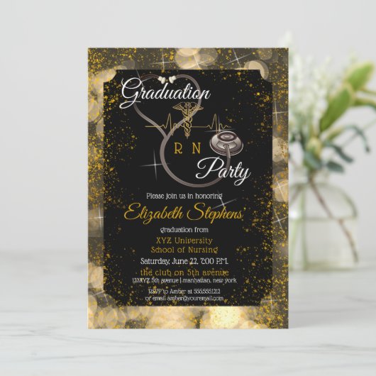 《写真》ぼけ味ナース聴診器EKG卒業パーティー 招待状 (スタンド正面)