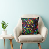 《写真》ぼけ味バカラフルリークリスマスラモノグラムのイト クッション (椅子)