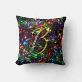 《写真》ぼけ味バカラフルリークリスマスラモノグラムのイト クッション (正面)