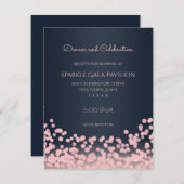 《写真》ぼけ味ピンクとネイビーブルーの披露宴カード エンクロージャーカード (正面/裏面)