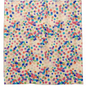 《写真》ぼけ味ファンキードットパステルピンクカラフルク シャワーカーテン (正面)