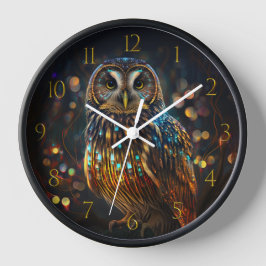 《写真》ぼけ味フクロウ ラージ壁時計