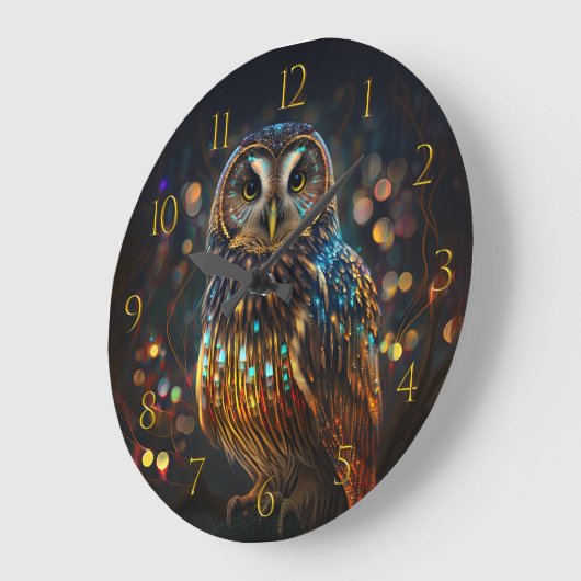 《写真》ぼけ味フクロウ ラージ壁時計 (傾斜)