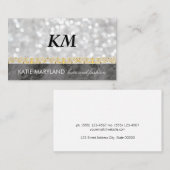 《写真》ぼけ味ブラック大理石金ゴールドフローラフォイルモノグラム 名刺 (正面/裏面)