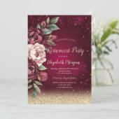 《写真》ぼけ味ホワイトブルゴーニュバラ赤い退職 招待状 (スタンド正面)