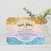 《写真》ぼけ味ムービープレミアチケットスタイル金ゴールドブルースパークル 招待状 (スタンド正面)