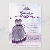 《写真》ぼけ味モダンパープルドレスティアラ甘い16 招待状 (正面/裏面)