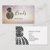 《写真》ぼけ味モダンヘアブレイダー、三つ編み用ヘアサロン 名刺 (正面/裏面)