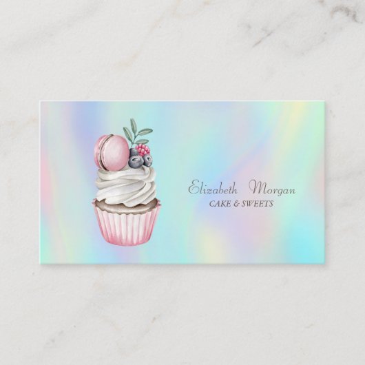 《写真》ぼけ味モダン水彩模様ホログラフィック 名刺 (正面)