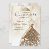 《写真》ぼけ味モダン金ゴールドバタフライドレスティアラ・クインセ 招待状 (正面/裏面)