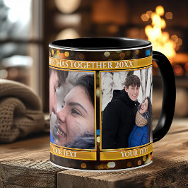 《写真》ぼけ味ラきらめくイト3枚の写真クリスマスマグ マグカップ