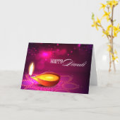 《写真》ぼけ味ライトDiwaliランプ カード (黄色い花)