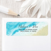 《写真》ぼけ味水彩モダンビーチ結婚式 ラベル (インサイチュ)