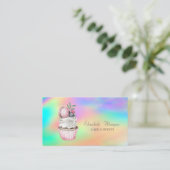 《写真》ぼけ味水彩模様ホログラフィカラフルック 名刺 (スタンド正面)