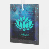 《写真》ぼけ味空に白い蓮の花とパステル書ズ ガラスオーナメント (正面左)