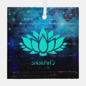 《写真》ぼけ味空に白い蓮の花とパステル書ズ ガラスオーナメント (裏面)