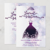 《写真》ぼけ味紫モダン蝶ドレスtiara甘い16 招待状 (正面/裏面)