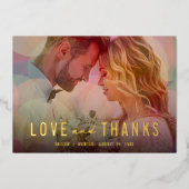 《写真》ぼけ味結婚オーバーレイ箔サンキューカード 箔招待状 (正面)