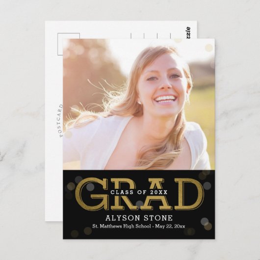 《写真》ぼけ味編集可能なカラー写真卒業はがき ポストカード (正面/裏面)