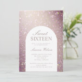 《写真》ぼけ味虹色の銅グリッターsweet sixteen 招待状 (スタンド正面)