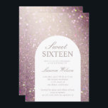 《写真》ぼけ味虹色の銅グリッターsweet sixteen 招待状<br><div class="desc">バラモダン金ゴールドのグリッターの背景とアーチ内のすべての文字のレイアウトを持つsweet sixteen誕生日パーティーの招待は非常に誕生日の招待モダンを作る。</div>