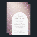 《写真》ぼけ味虹色の銅グリッターsweet sixteen 招待状<br><div class="desc">バラモダン金ゴールドのグリッターの背景とアーチ内のすべての文字のレイアウトを持つsweet sixteen誕生日パーティーの招待は非常に誕生日の招待モダンを作る。</div>