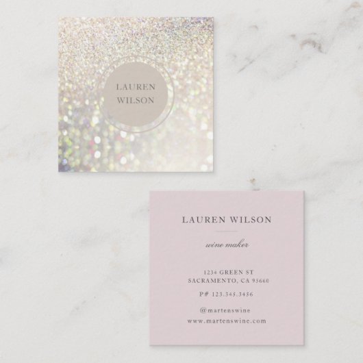 《写真》ぼけ味金ゴールドグリッター虹色スクエア名刺 スクエア名刺 (正面/裏面)