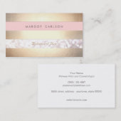 《写真》ぼけ味金ゴールドストライプのライトピンクメイクアップアーティスト 名刺 (正面/裏面)