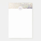 《写真》ぼけ味金ゴールド虹色グリッターモノグラム ポストイット (正面)