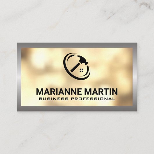 《写真》ぼけ味金ゴールド | ホームハンマーのロゴ名刺 名刺 (正面)