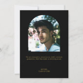 写真 アーチ 卒業 ブラック ゴールド お知らせ 招待状 (裏面)