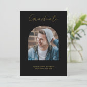 写真 アーチ 卒業 黒 ゴールド 発表 招待状 (スタンド正面)