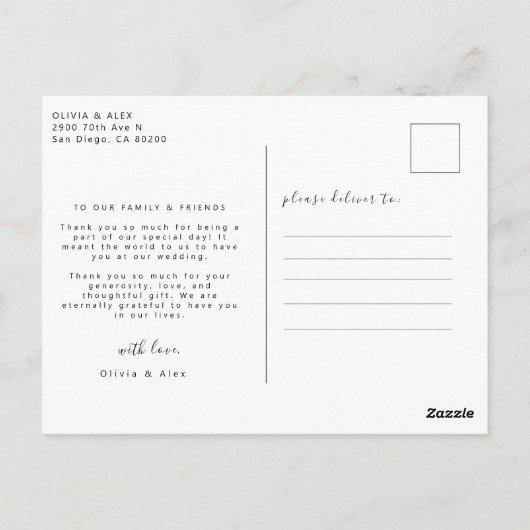 写真 ウェディング サンクスカード ポストカード (裏面)