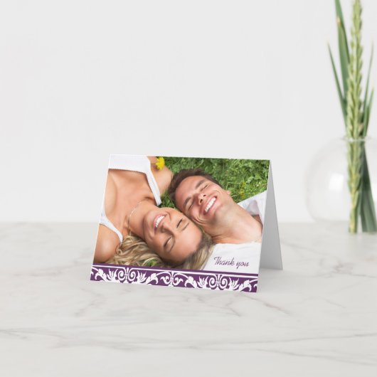 写真 ウェディング サンクス - すもも & ホワイト サンキューカード (正面)