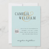 写真 ウェディング 招待状 QRコード 出席 海ガラス ティール (正面)