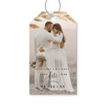 写真、エレガント金ゴールド葉の結婚式の日付の保存