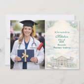 写真 エレガント ホワイトコート 歯科医 卒業パーティー 案内状 (正面)