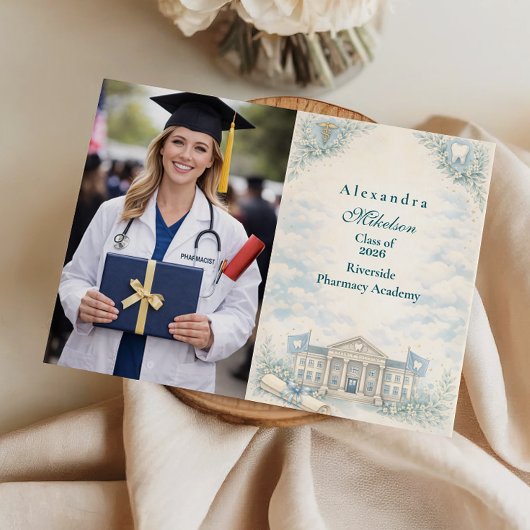 写真 エレガント ホワイトコート 歯科医 卒業パーティー 案内状