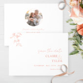 写真, エレガント, ミニマル, 淡いピンク, オレンジがかったピンクのウェディング セーブザデート