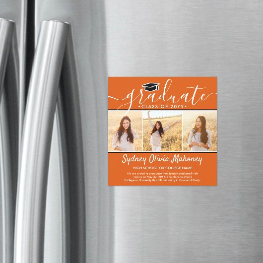 写真 オレンジ マグネット 卒業おめでとう ご案内