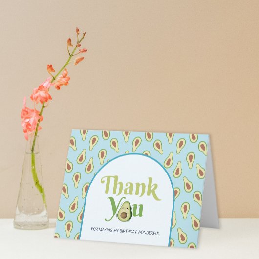 写真 オンデァフル アボカド 1歳誕生日感謝カード 招待状